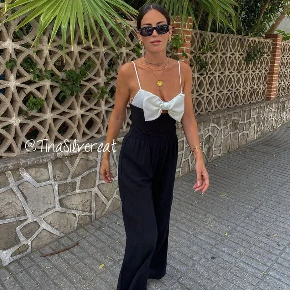 BLOGGER'S FAVE! Zara Bow Bodysuit Black White BWT - Picture 15 of 17